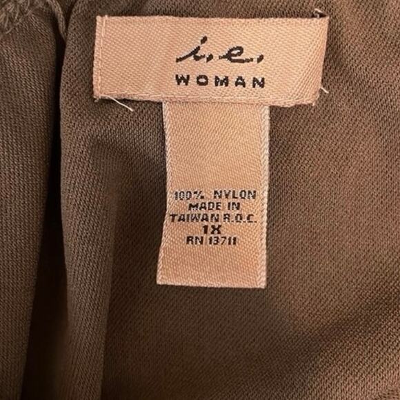 NWT I.E. Midi Skirt Size 1X Brown Blue Abstract Polka Dot Lightweight Hippie - Picture 4 of 4